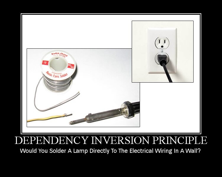 Dependency Inversion Principle - Would you solder a lamp directly to the electrical wiring in a wall?